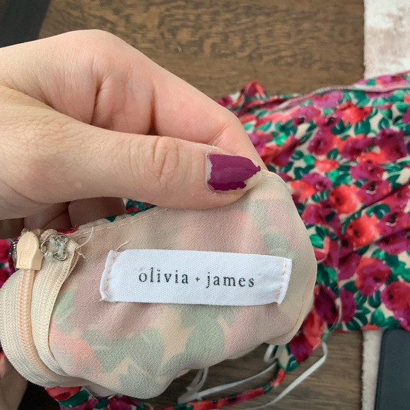 OLIVIA + JAMES Floral Red Pink Purple Midi Sleeveless V-Neck Dress Size Small - Picture 14 of 16